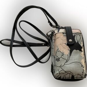 sakroots black blue cream crossbody phone wallet wristlet AS IS